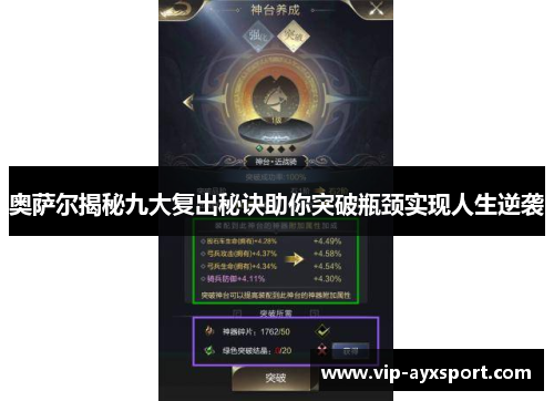 奥萨尔揭秘九大复出秘诀助你突破瓶颈实现人生逆袭